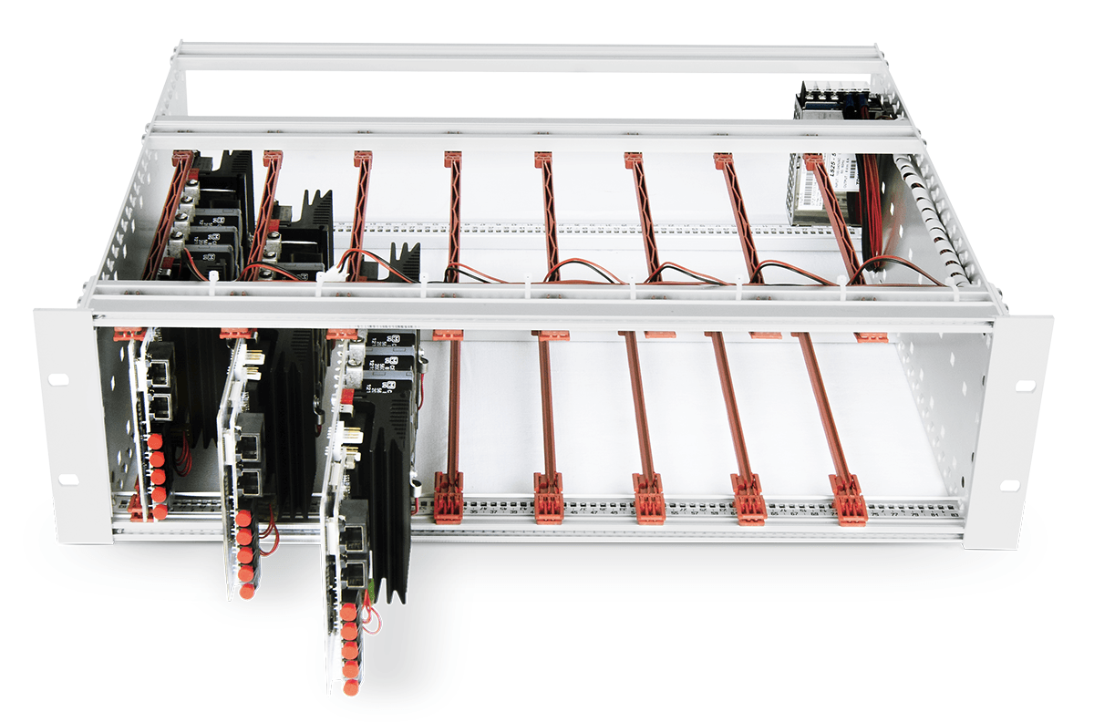 19'' rack-mountable frame with three PEH2015 power modules.