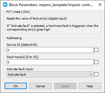 Fault inputs PLECS dialog parameters