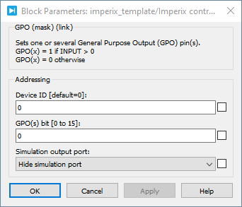 General purpose outputs PLECS dialog parameters