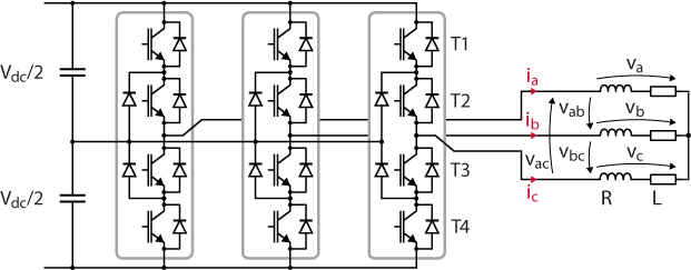 Topology of a three-level inverter