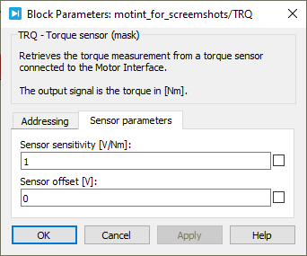 Screenshot of the parameters for the PLECS block.