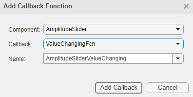 Add callback functions to widgets