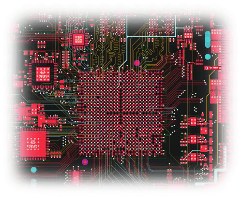 PCB layout of the FPGA behind the RealSync technology.